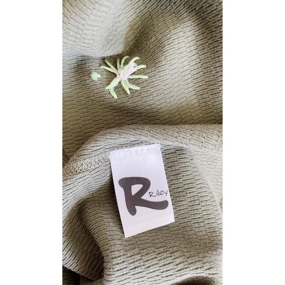 Free People x Riley Vintage Dipped Olive Embroidered Thermal Top NWT Small - Picture 4 of 13